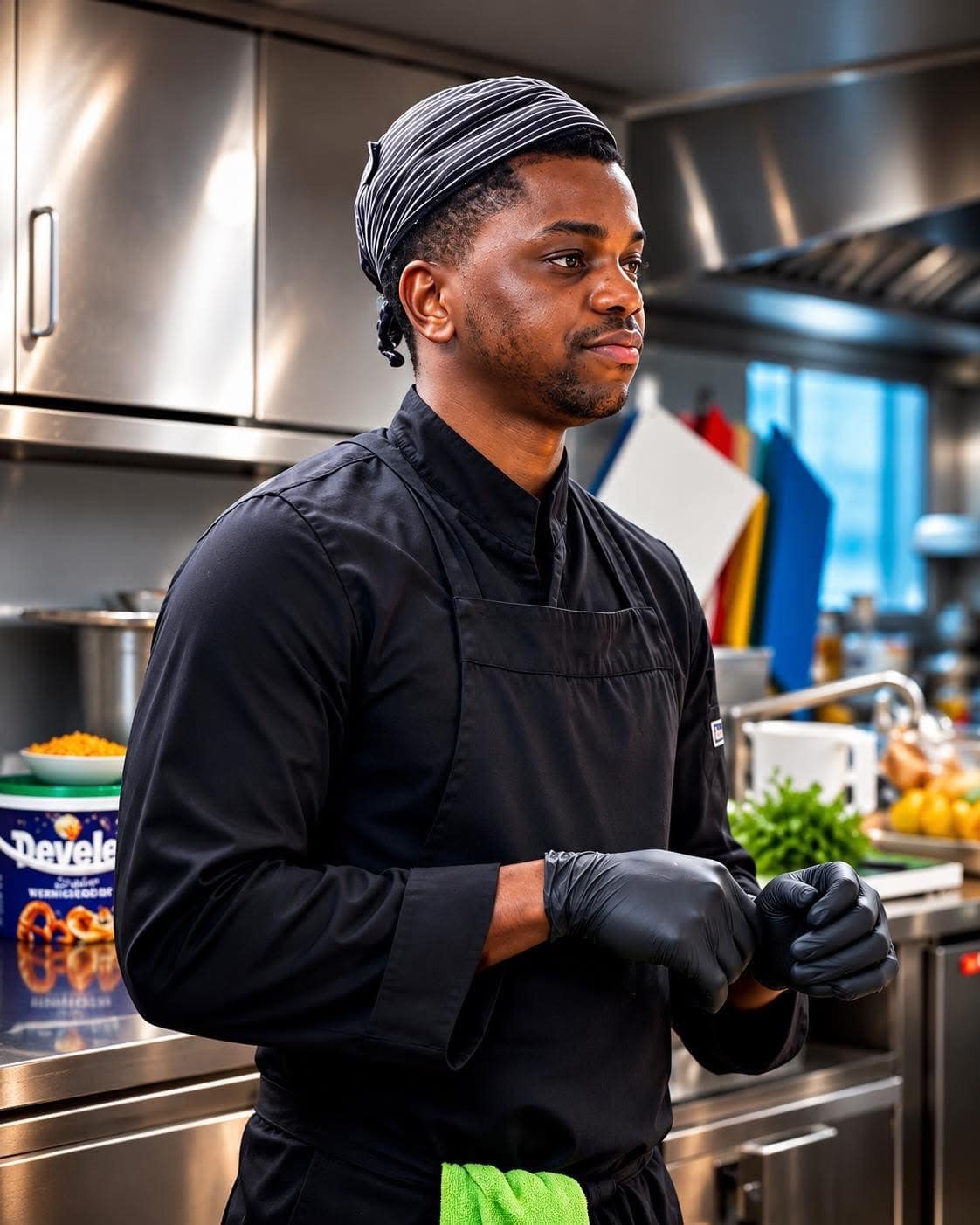 Chef Wembinga in a professional kitchen